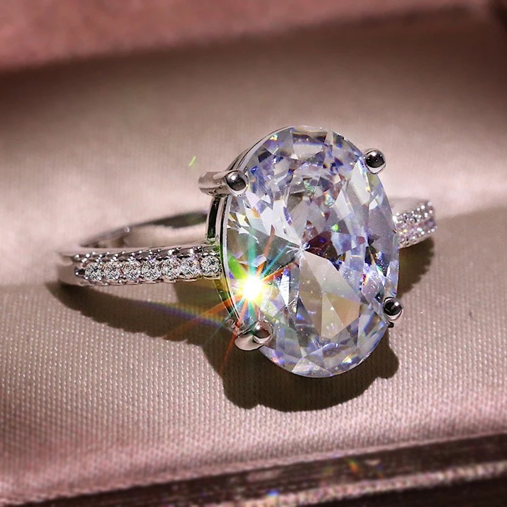 New 925 Oval 6 Ct Zircon Ring - Picture 2 of 7